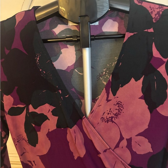 CAbi Purple and Black Floral Long Sleeve Dress - Picture 2 of 6